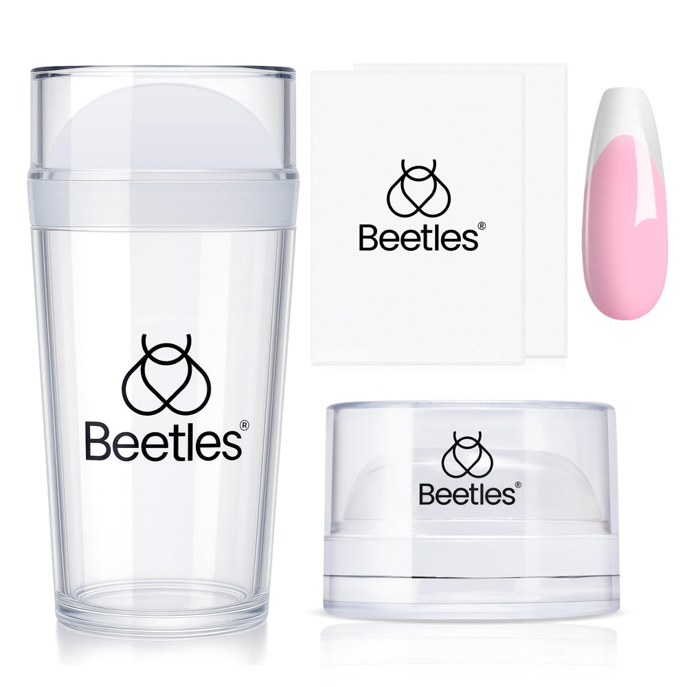 Beetles estampa uñas Frances corto para versatilidad en casa