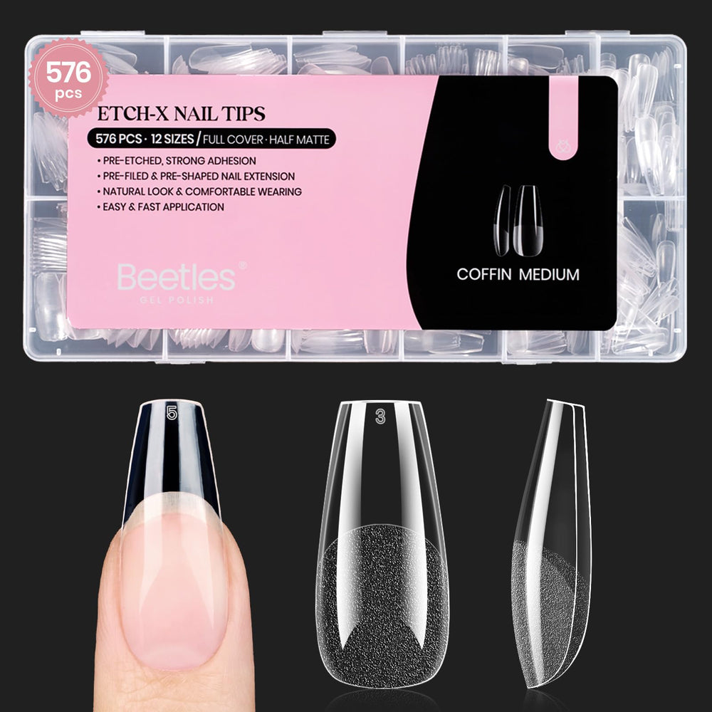 Beetles Etch X uñas postizas medias coffin para extensión rápida