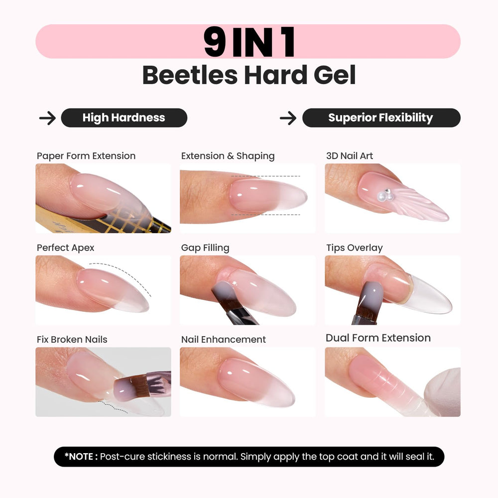 Beetles gel 9 en 1 para uñas rosa, curado en UV/LED.