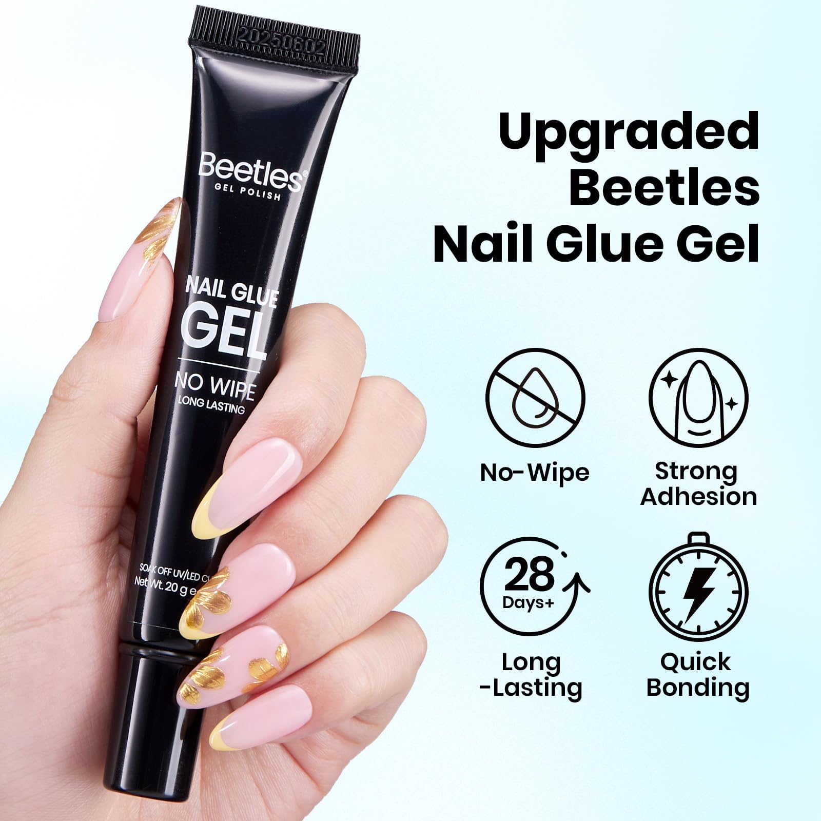 Beetles gel arte uñas 3D y base cromada para diseños.