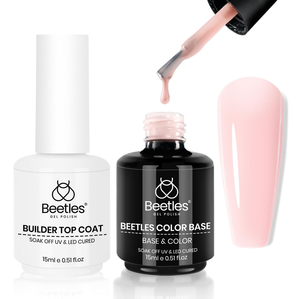 Beetles gel base rubber aplicado para uñas más fuertes y lisas