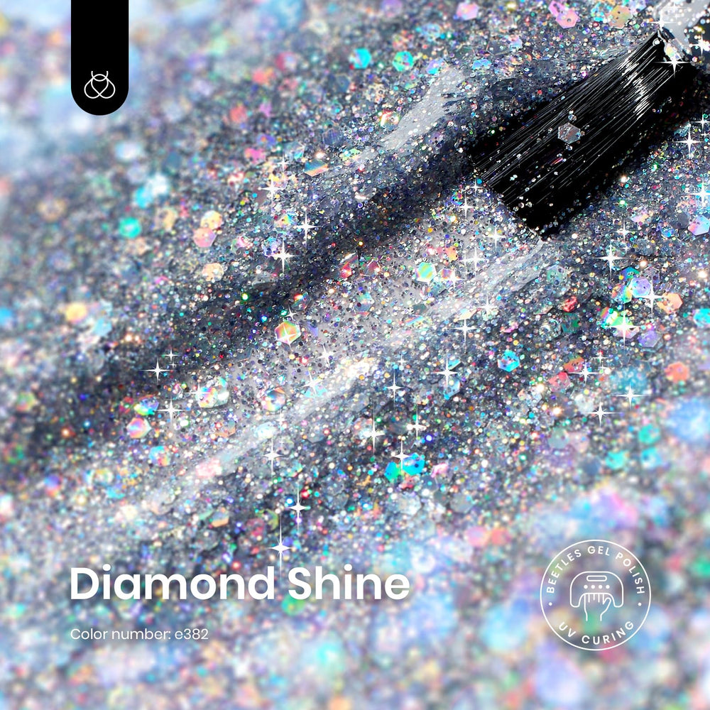 Beetles Gel Brillo Uñas Diamante con destellos brillantes.