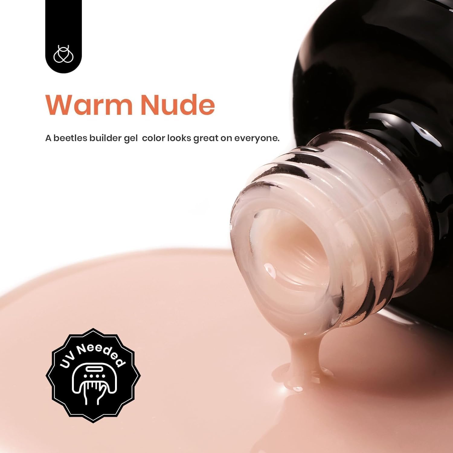 Beetles Gel Caramel Nude con pincel corto para precisión en aplicación