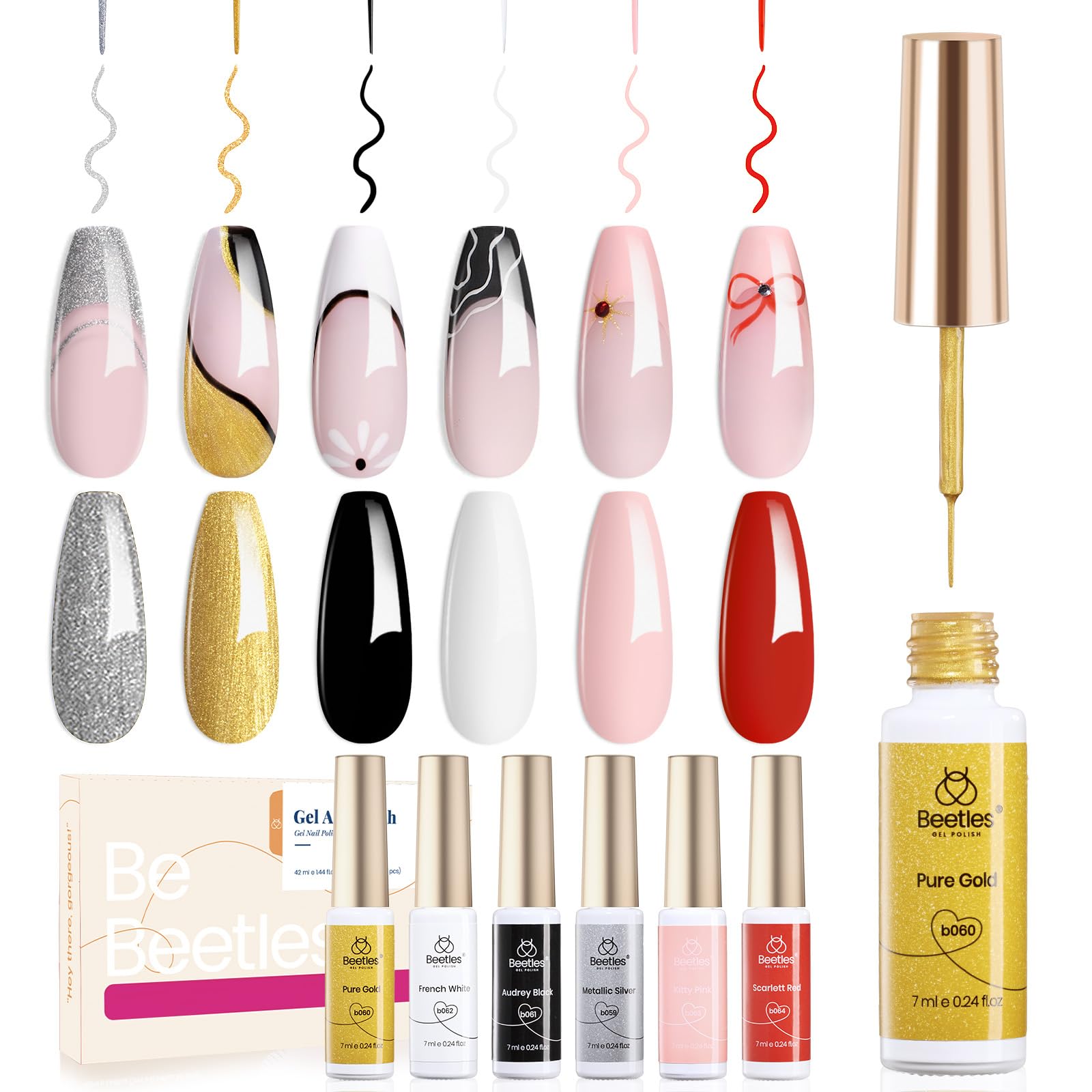 Beetles Gel Liner Uñas Blanco: delineado limpio para estilo francés.