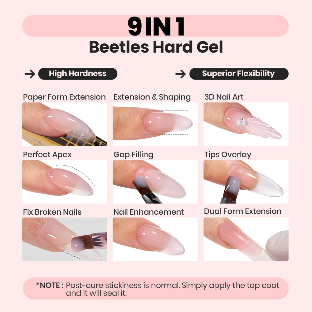 Beetles gel duro con cepillo plano para aplicación precisa