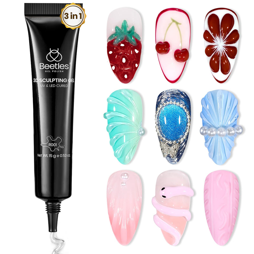 Beetles gel 3D para uñas, diseño 3D rápido en envase de 15 ml