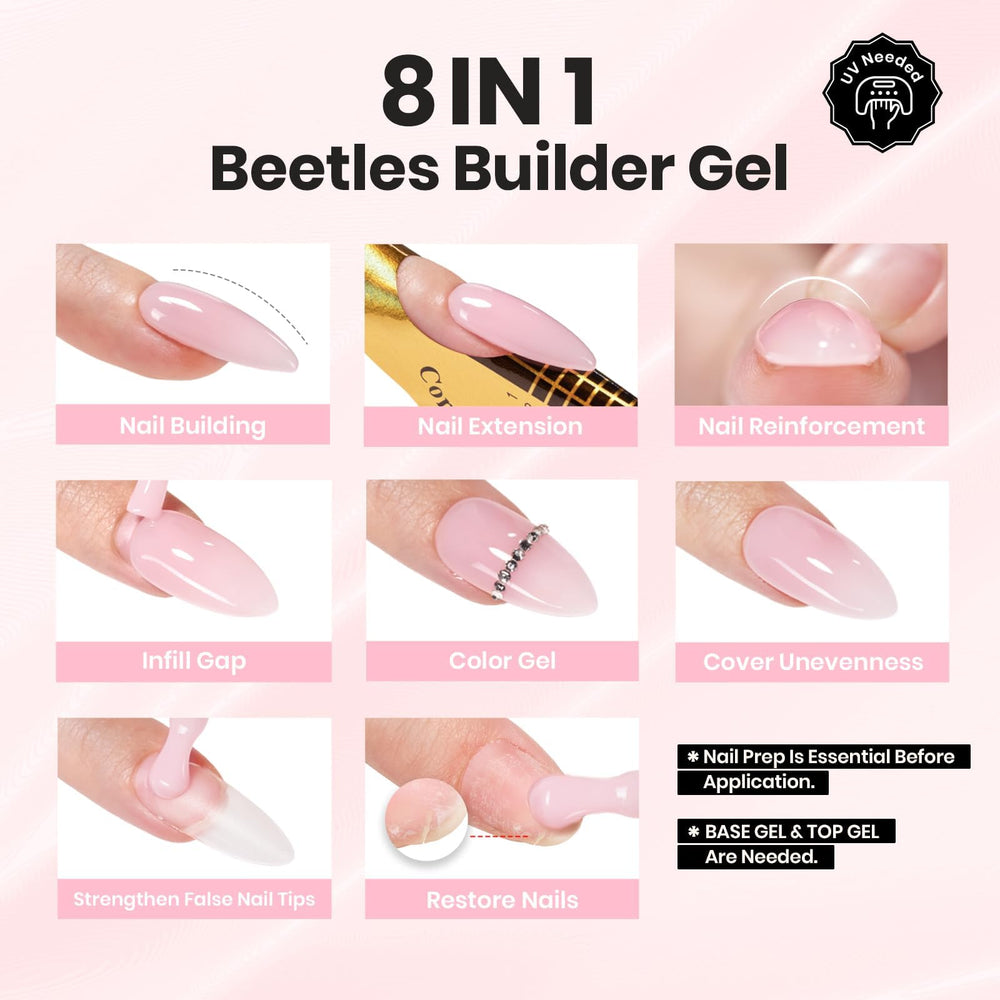 Beetles Gel Extensión: permite extender uñas con forma.