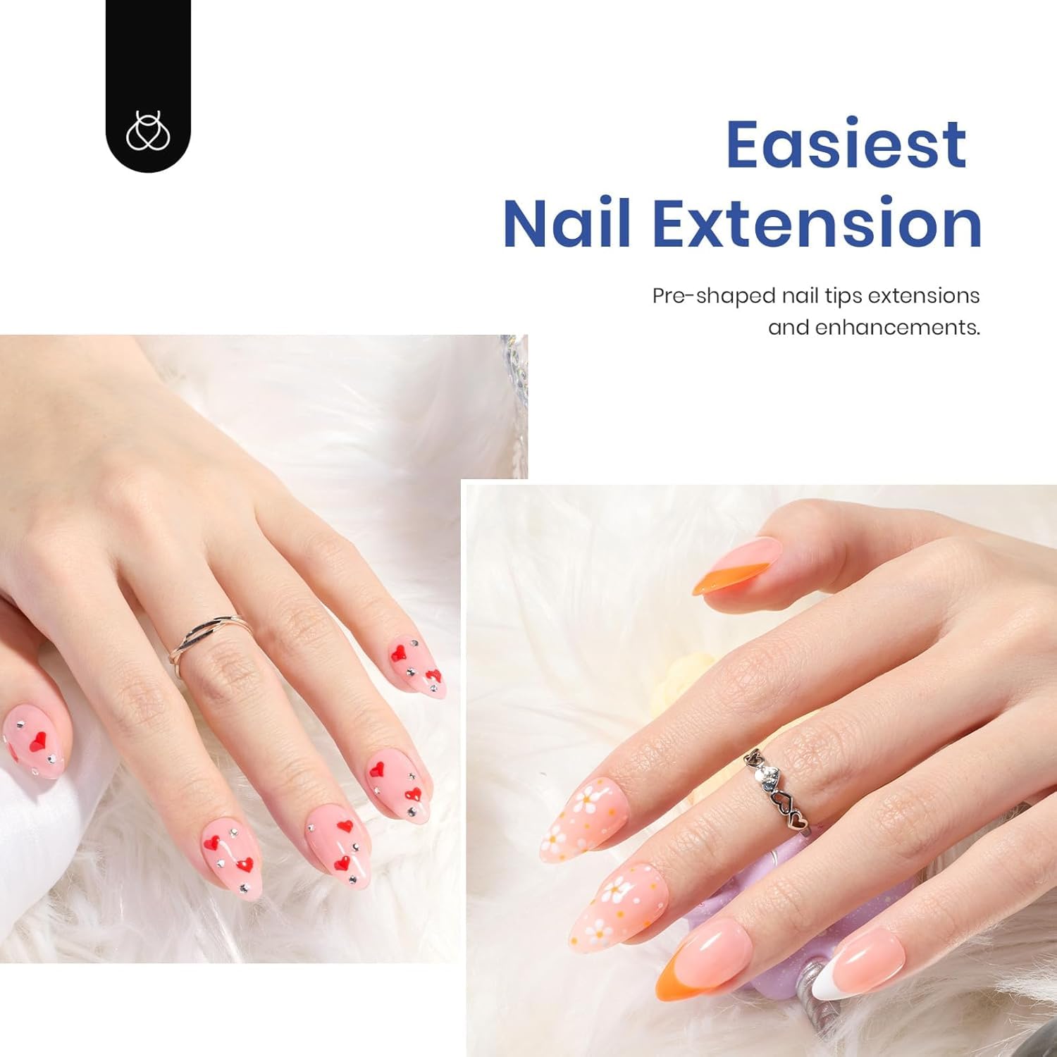 Beetles Gel Nail Kit: 500 puntas almendra corta para un diseño natural