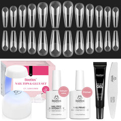 Beetles Gel Uñas Kit extensiones en forma ataúd largas para uñas.