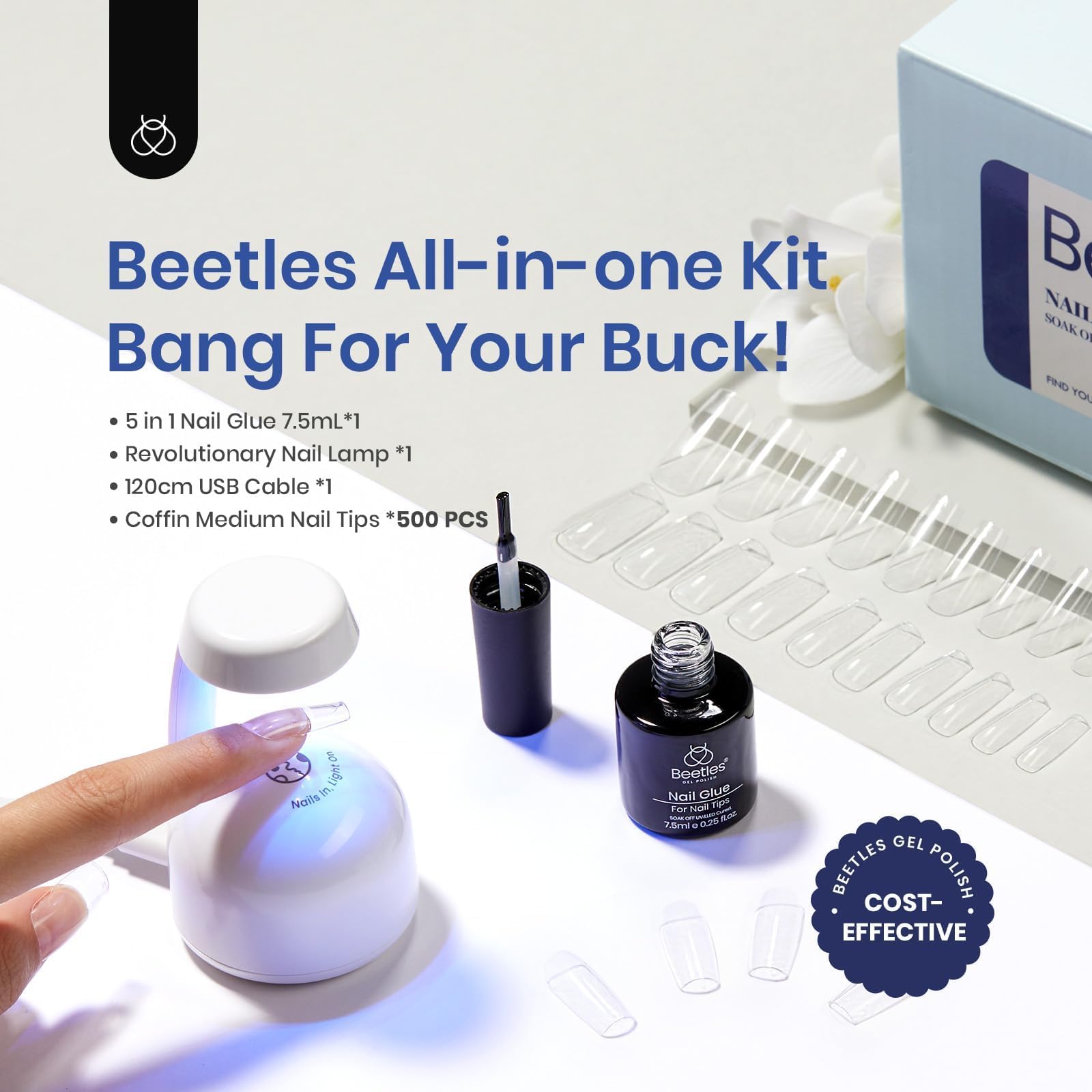 Beetles Gel Nail Kit pegamento-5-en-1, facilita procesos de manicura en casa