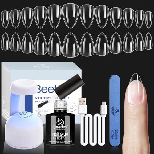 Beetles Gel Nail Kit: short almond tips for quick DIY extensions
