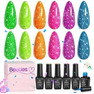 Beetles Neon Carnival uñas que duran varias semanas