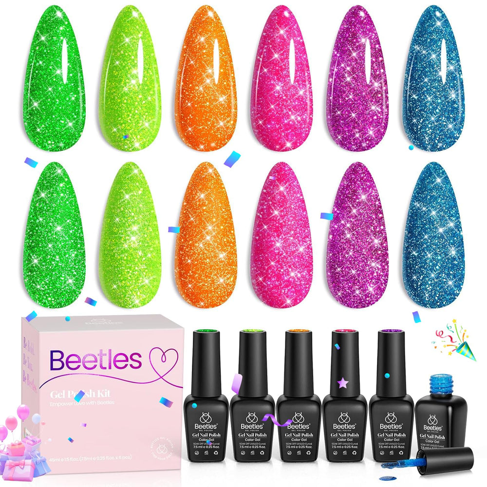 Beetles Neon Carnival uñas que duran varias semanas