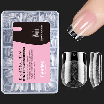 Beetles Puntas de Uñas de Gel: conjunto de 288 piezas, forma corta cuadrada, aplicación rápida.
