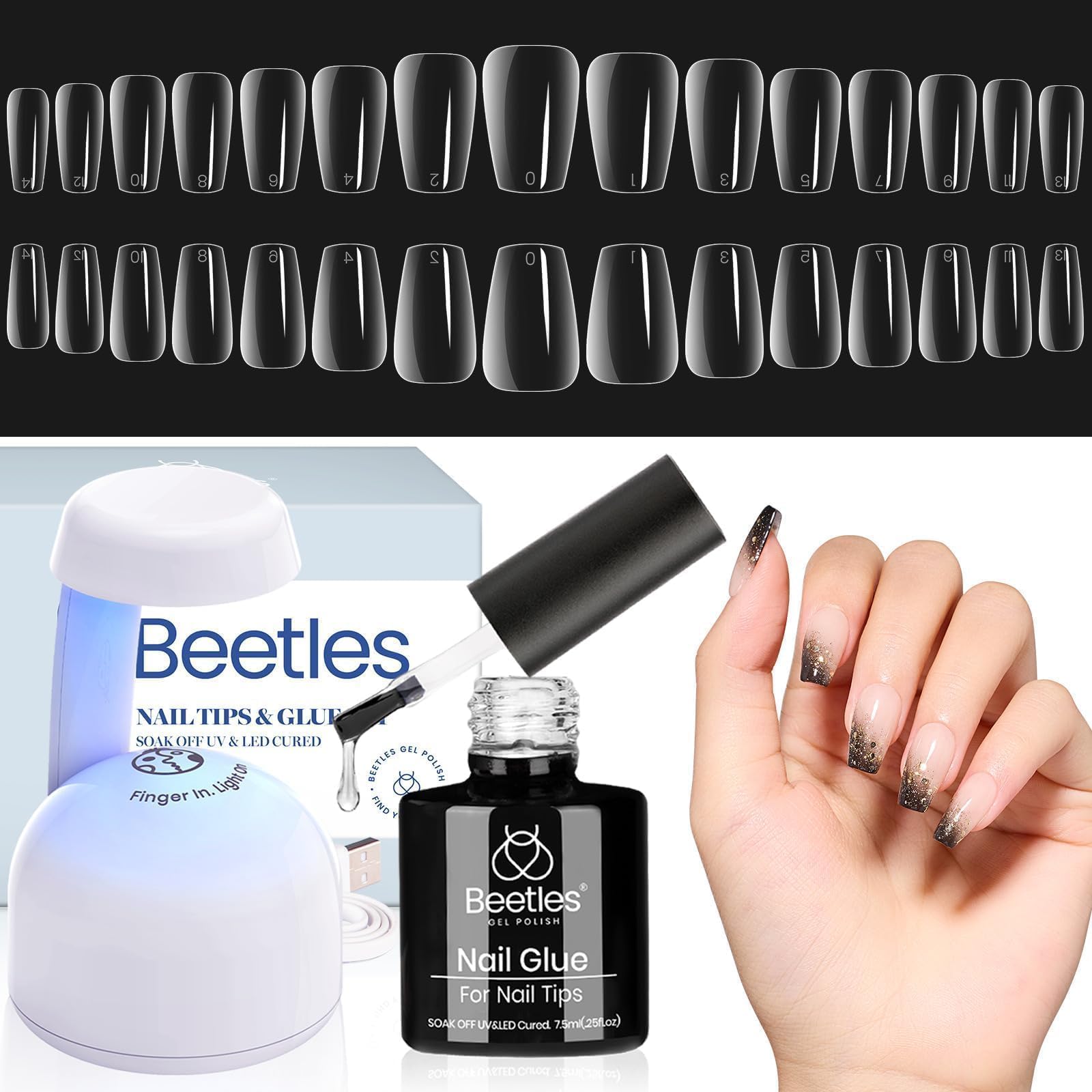 Beetles Gel Nail Tips: punta corta para uñas naturales y extensiones resistentes