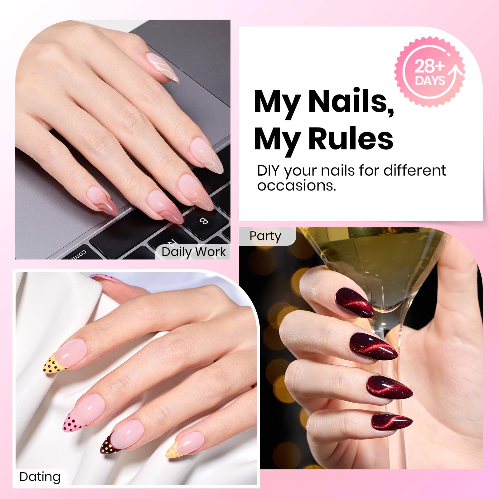 Beetles Gel Nail Tips Almond Curve-EX vienen 16 tallas para ajuste preciso y cómodo.