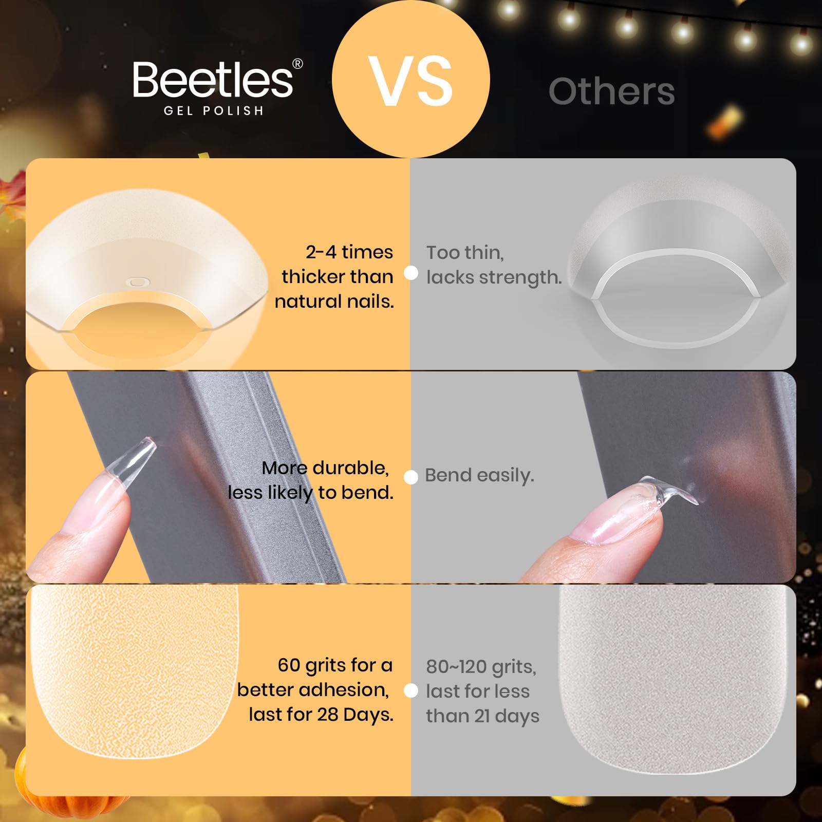 Beetles Gel Nail Tips Etch X acabado mate suave, aspecto natural