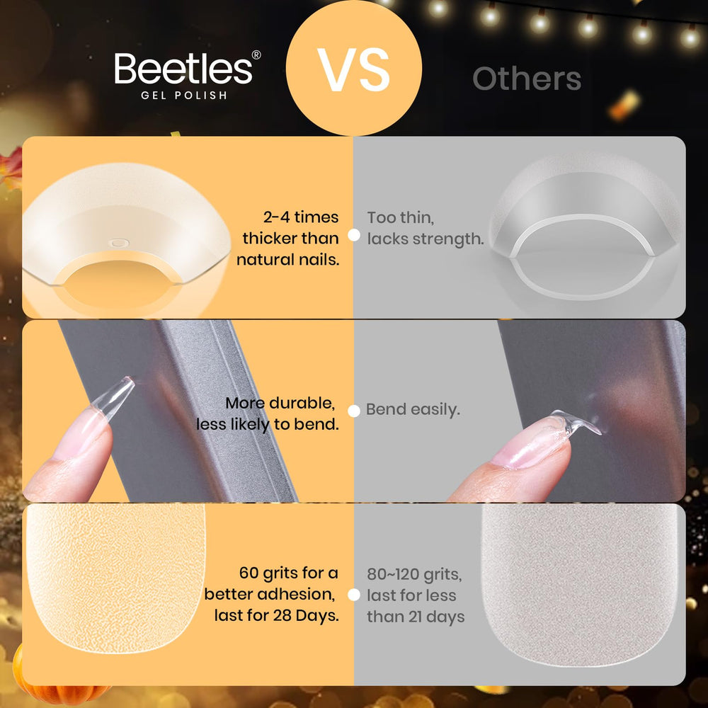 Beetles Gel Nail Tips Etch X acabado mate suave, aspecto natural