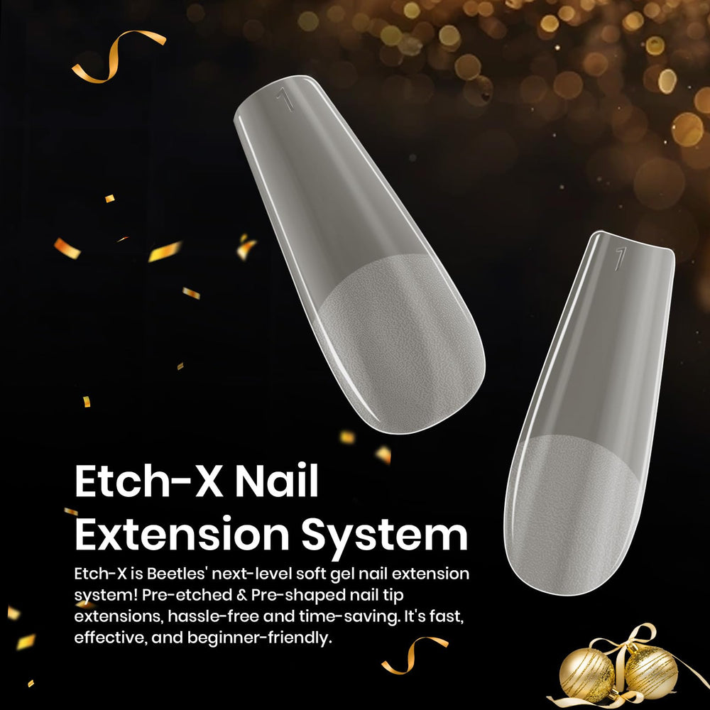 Beetles Gel Nail Tips Etch X kit completo, ideal para manicura en casa