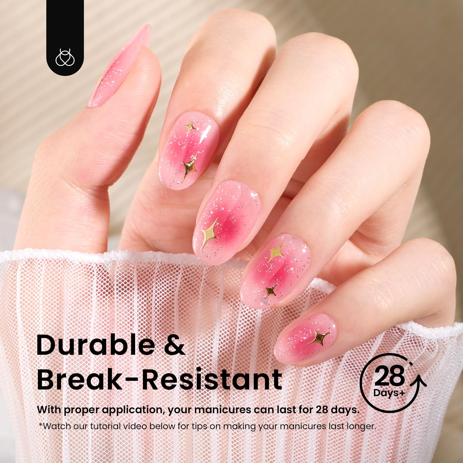 Beetles Gel Nail Tips extensión con gel, diseño moderno para uñas largas.