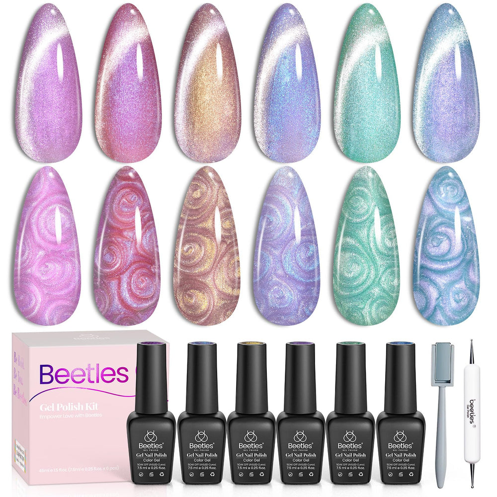 Beetles Gel Pearl Ojo de Gato: 6 colores para un acabado duradero y perlado