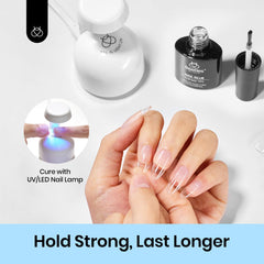 Beetles Gel Polish 9 en 1: base Blooming y gel para un acabado estable.
