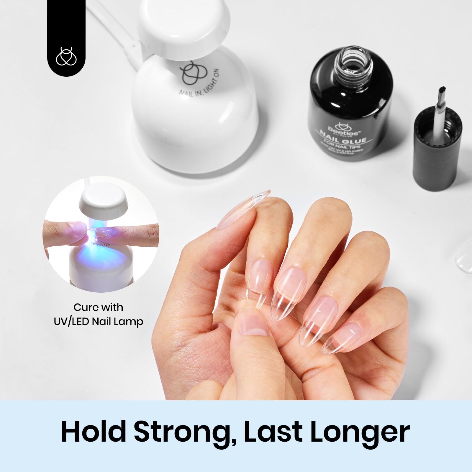 Beetles Gel Polish 9 en 1: brillo vidrio transparente para uñas claras y brillantes