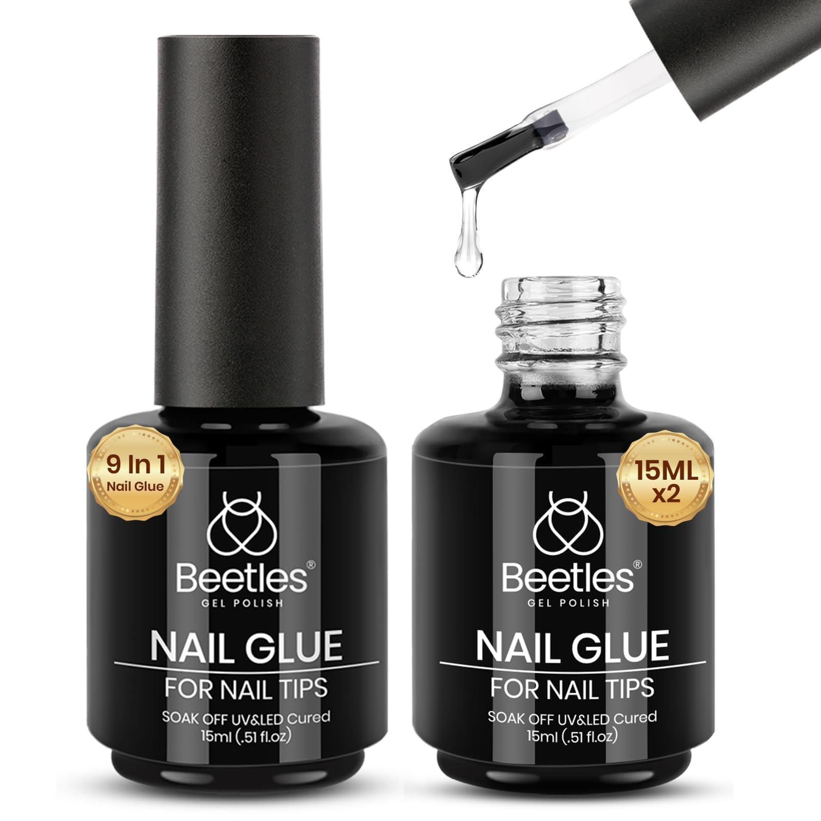 Beetles Gel Polish 9 en 1: pegamento para uñas falsas para fijación rápida y segura