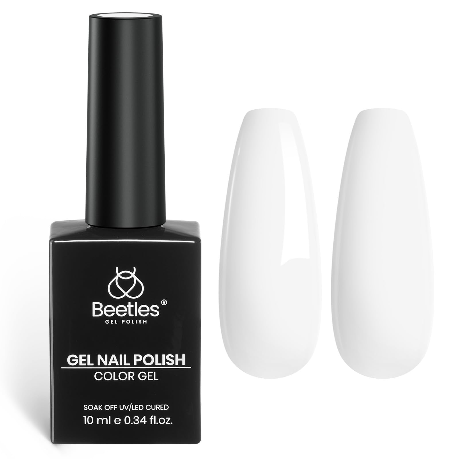 Beetles Gel Polish blanco 10 ml en botella para acabado limpio y elegante.