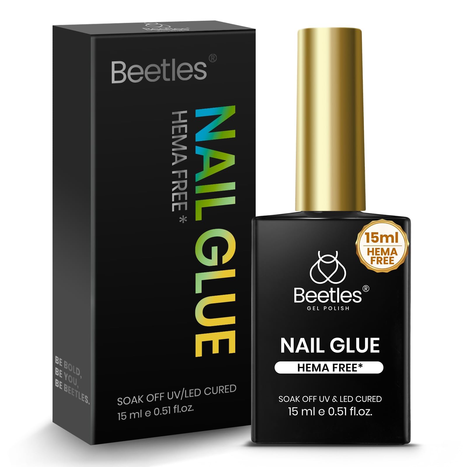 Beetles Gel Polish: bote de pegamento para uñas sintéticas, fijación duradera.