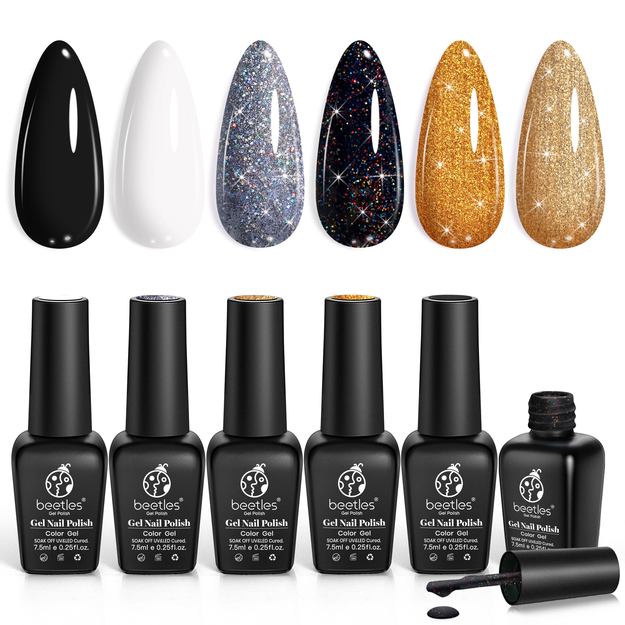 Beetles Gel Polish: conjunto de 6 colores para manicura glam en casa.