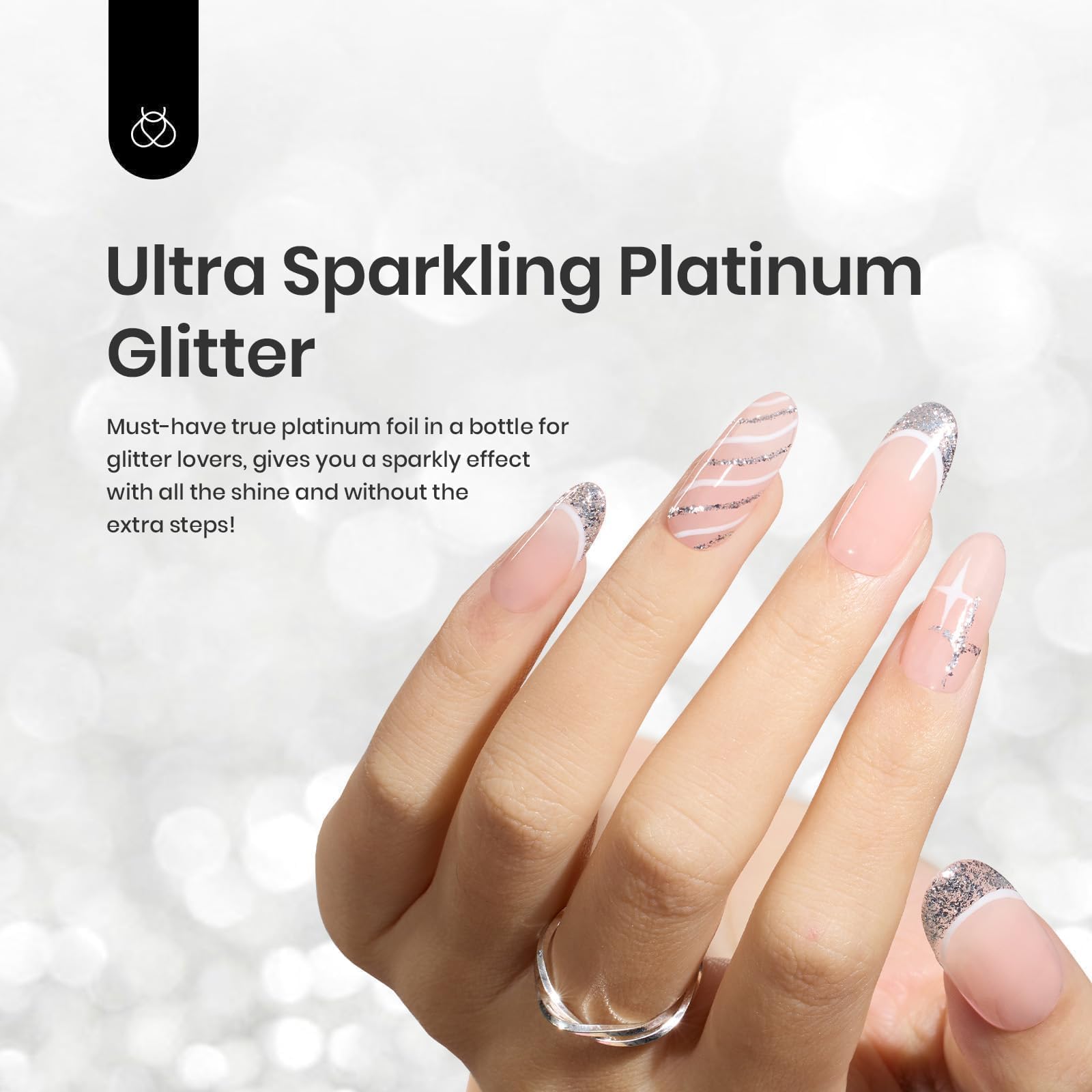 Beetles Gel Polish delineado plata para uñas, ideal para líneas elegantes.