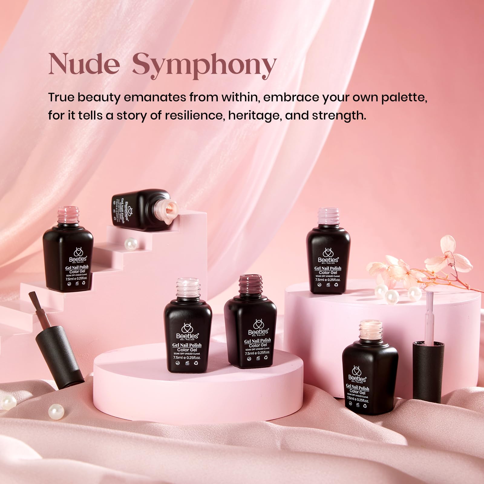Beetles Gel Polish Brillos Rosado Coral: destellos sutiles para estilos festivos.