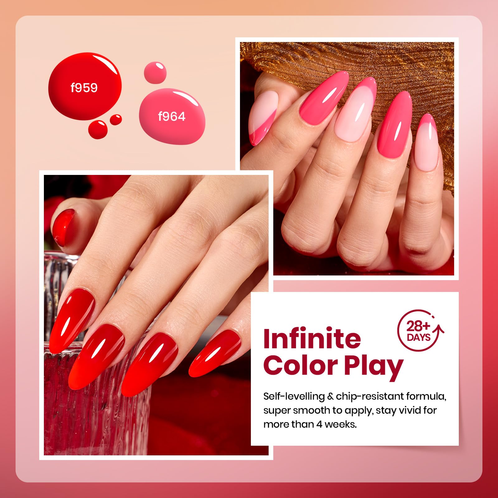 Beetles Gel Polish Crimson Horizon: detalle de botellas para observar textura y consistencia.