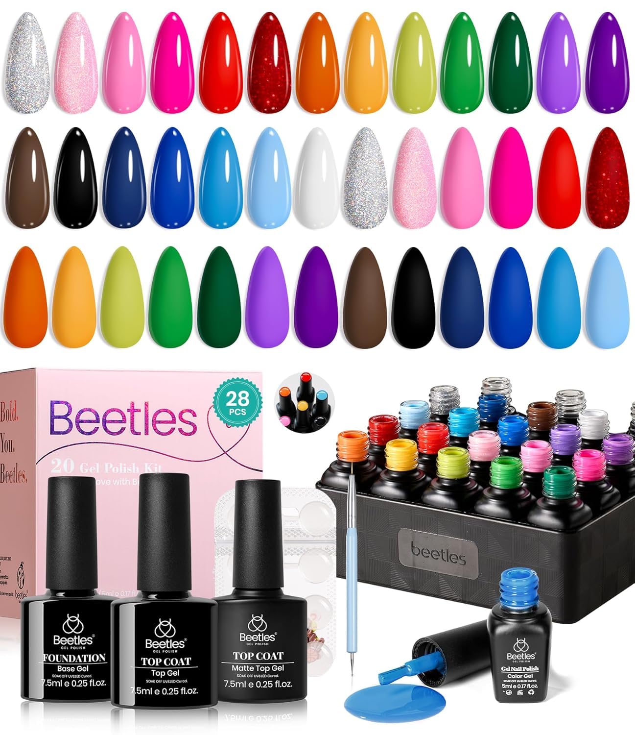 Beetles Gel Polish – ensemble de 20 couleurs rose, manucure rapide à domicile
