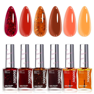 Beetles Gel Polish Golden Harvest swatches showing six quick-dry colors