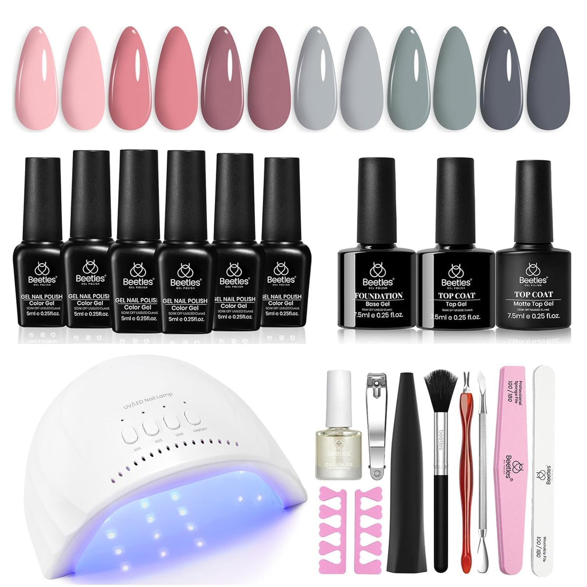 Beetles Gel Polish Kit con lampara UV-LED incluida para manicura profesional en casa