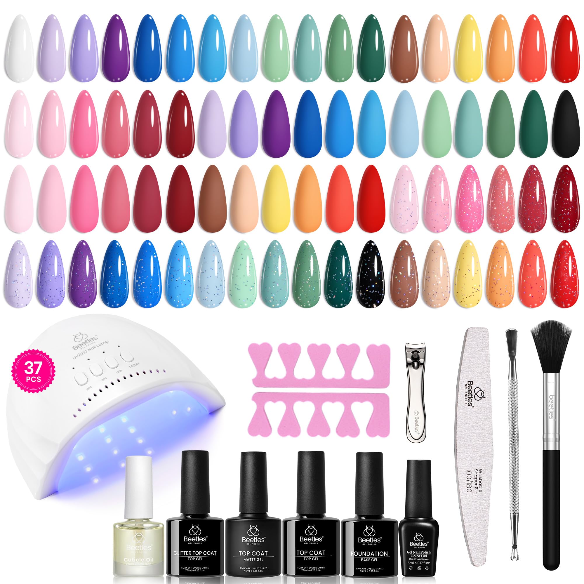Beetles Gel Polish Kit con lámpara UV para uñas brillantes y duraderas