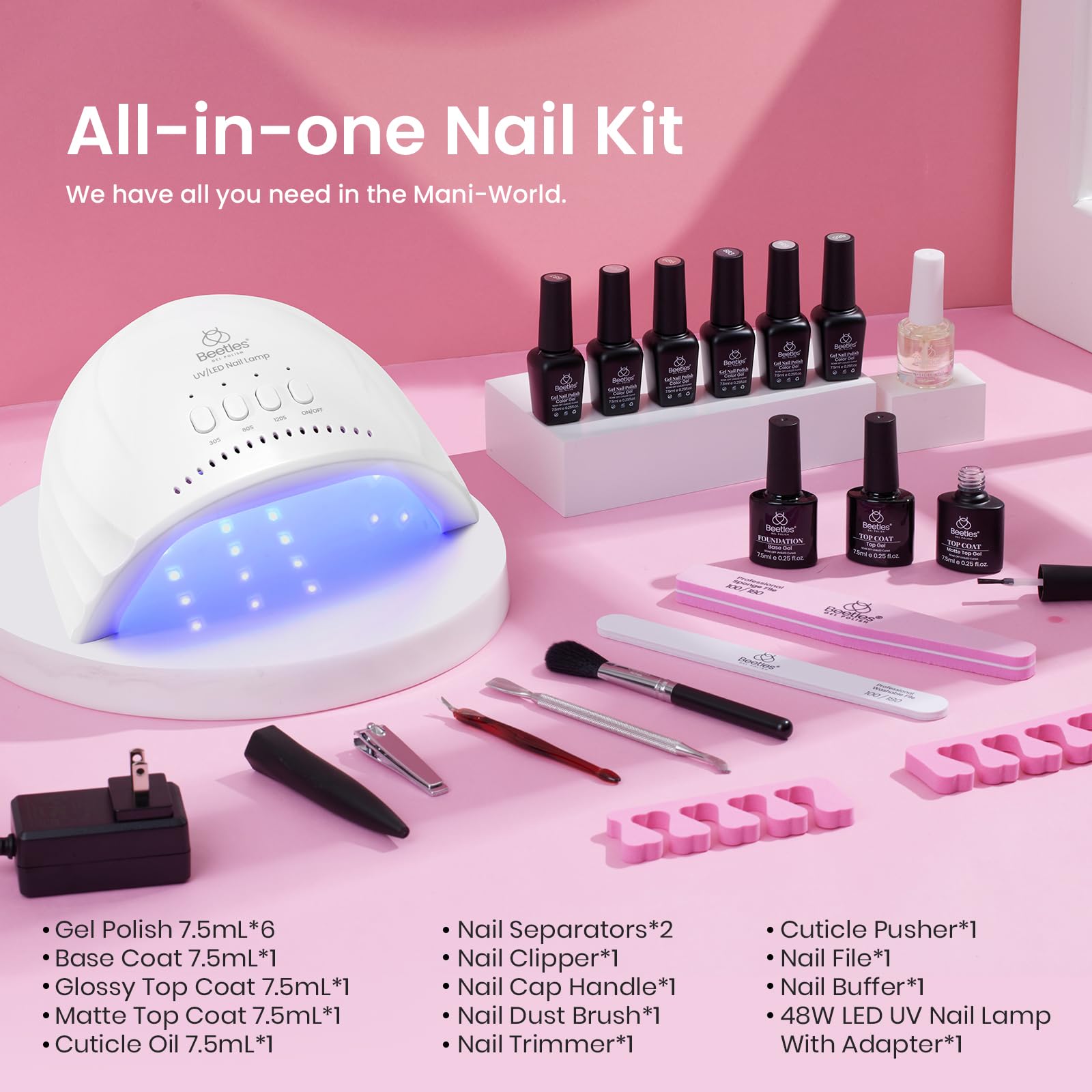 Beetles Gel Polish Kit, seis colores nude rosas y grises para cualquier ocasión