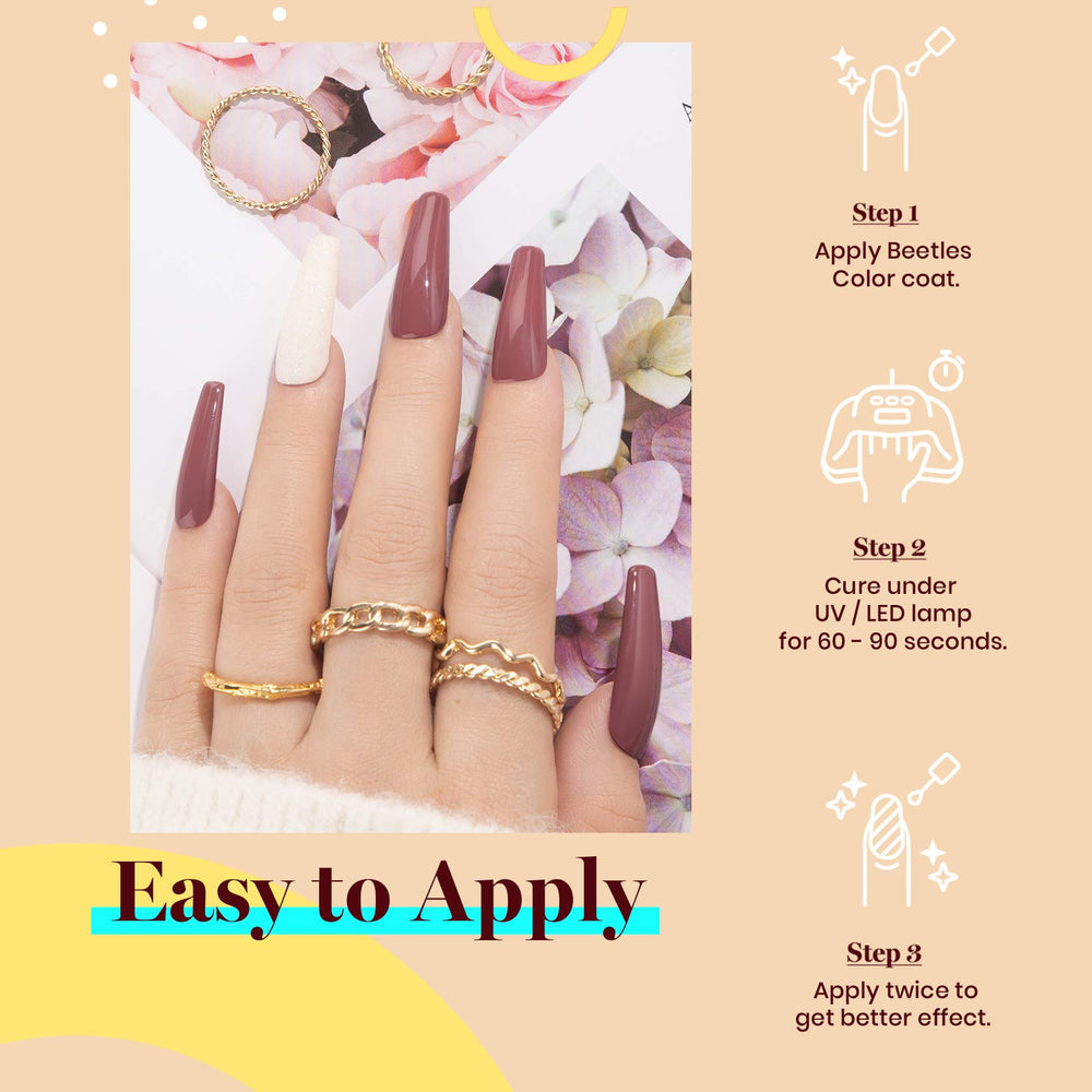 Beetles Esmalte Gel Mauve, aplicación en casa para manicura de alta calidad