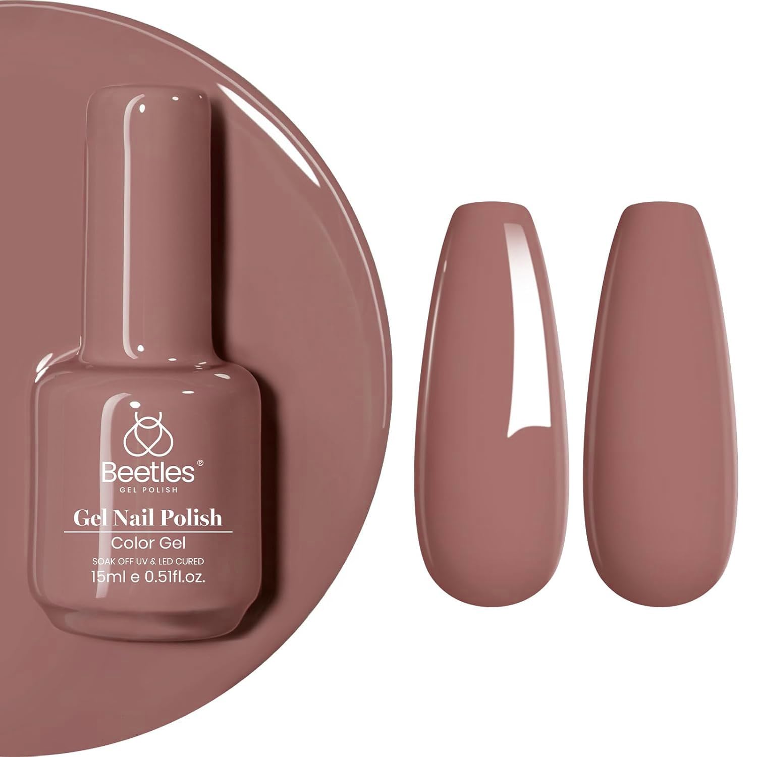 Beetles Esmalte Gel Mauve en botella, tono neutro para uñas duraderas