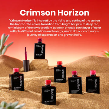 Beetles Gel Polish Crimson Horizon: muestra de tonos para combinaciones creativas.