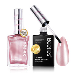Beetles Gel Polish de color perla rosada en botella para manicura elegante y duradera.