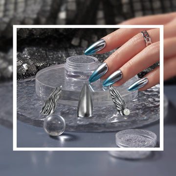 Beetles Gel Polish polvo cromo plateado, acabado liso y duradero