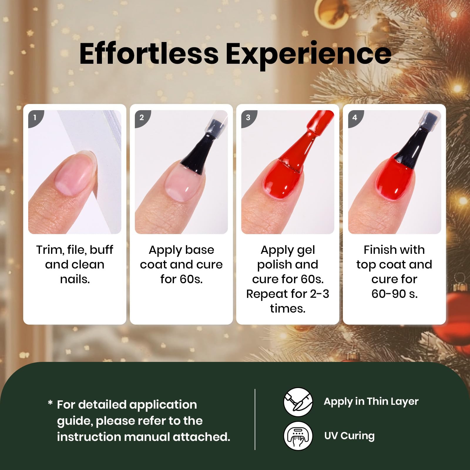 Beetles Gel Polish rojo glitter, gel de secado UV/LED para uñas brillantes y resistentes.