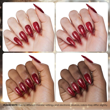 Beetles Gel Polish rojo glitter, ideal para manicuras DIY o en salón con acabado profesional.
