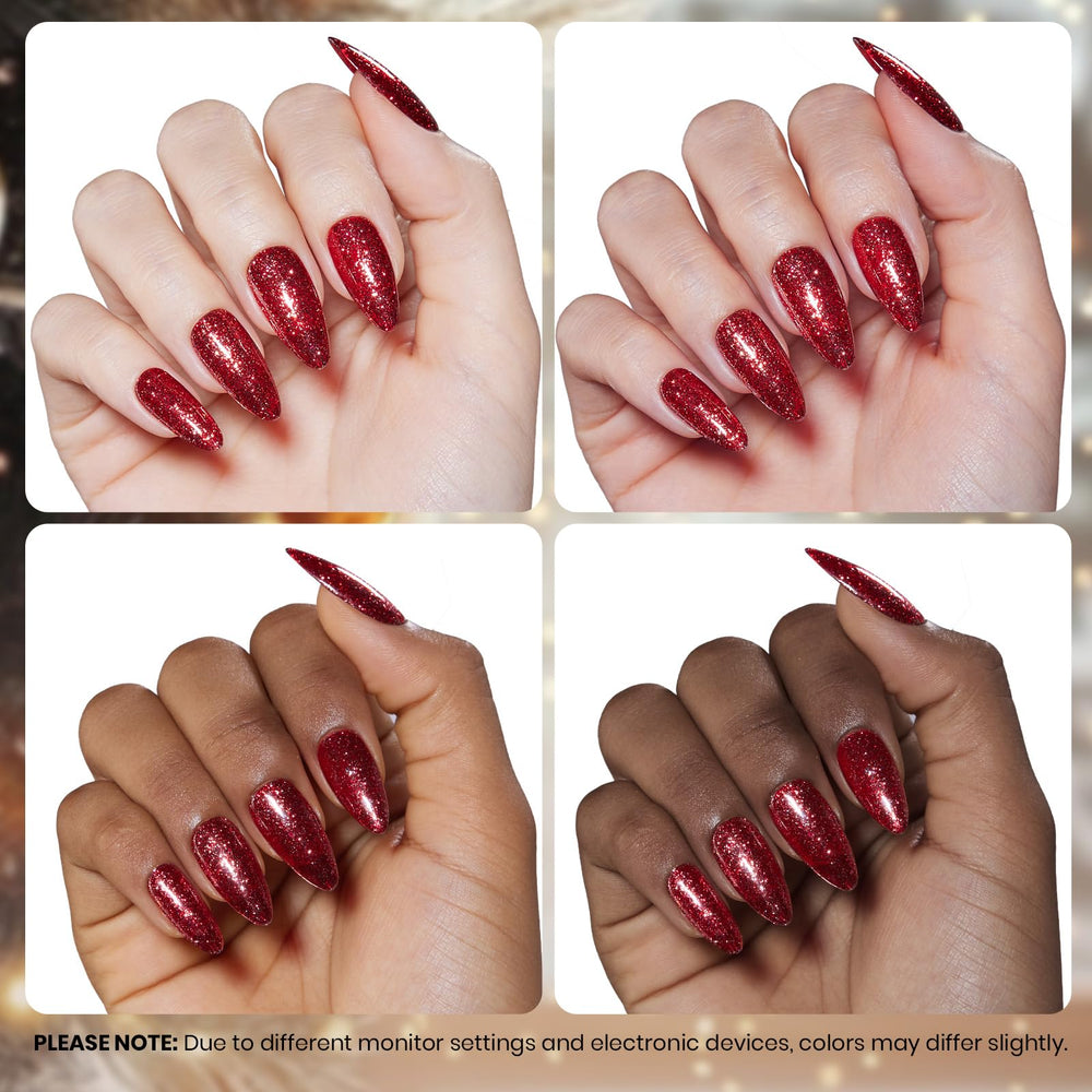 Beetles Gel Polish rojo glitter, ideal para manicuras DIY o en salón con acabado profesional.