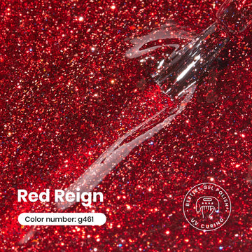 Beetles Gel Polish rojo glitter, fórmula de bajo olor para uñas con brillo duradero.