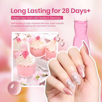 Beetles esmalte gel rosa con brillo intenso para uñas elegantes