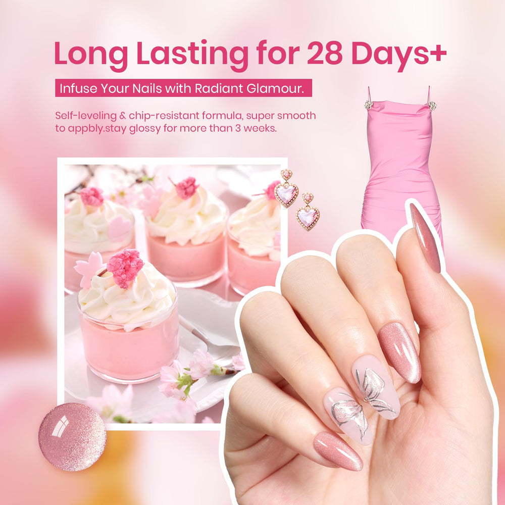 Beetles esmalte gel rosa con brillo intenso para uñas elegantes